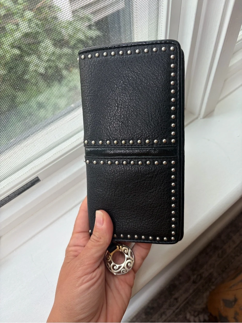 BRIGHTON Pretty Tough Collection WALLET leather, studded organizer wallet black